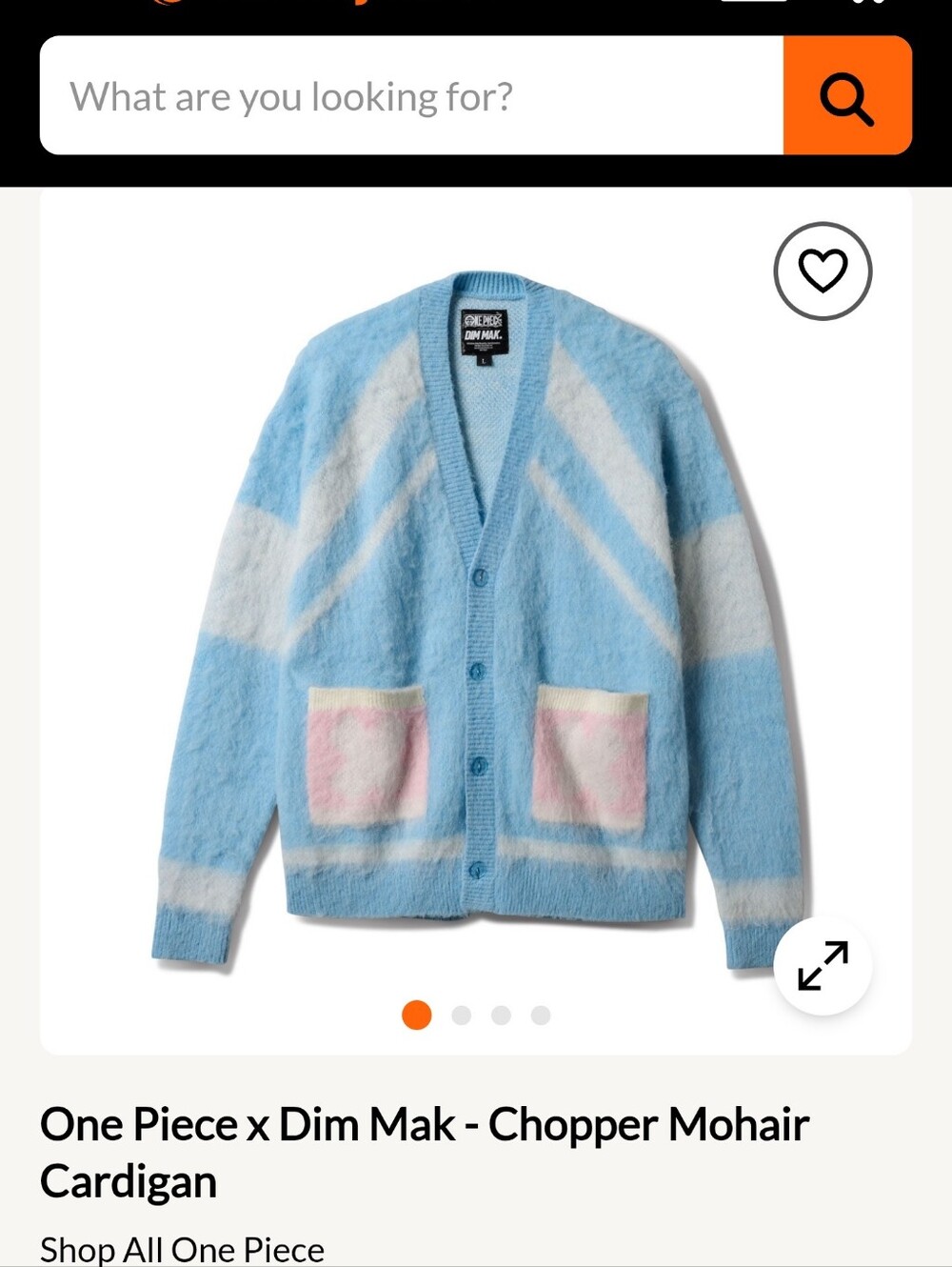 Steve Aoki's Dim Mak/One-Piece "Chopper" Collab Blue Mohair Cardigan